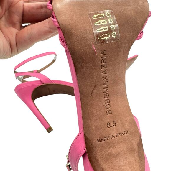 BcbgMaxazria Delia Bubblegum Pink Leather Multi Strap Ankle Pointed Open Sandals - Picture 9 of 10